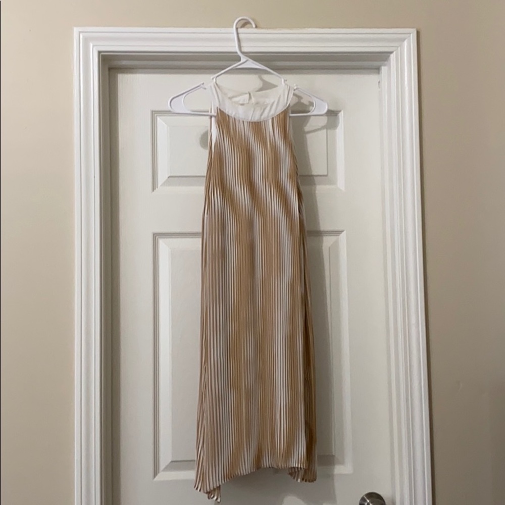 Beige and white cocktail dress